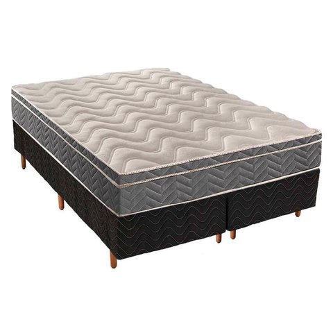 Cama Box Queen: Colchão Espuma D45 Paropas /EP Anatômico Confort Mega Firme + Base CRC Fantasy Black