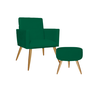 Kit 01 Poltrona + Puff Nina Tecido Veludo Tacla's Decor:Verde musgo - 1