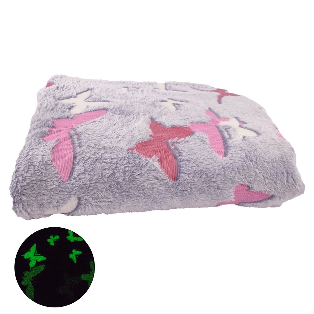 Manta Mantinha Cobertor Infantil Brilha No Escuro Florescente Aveludado - 1