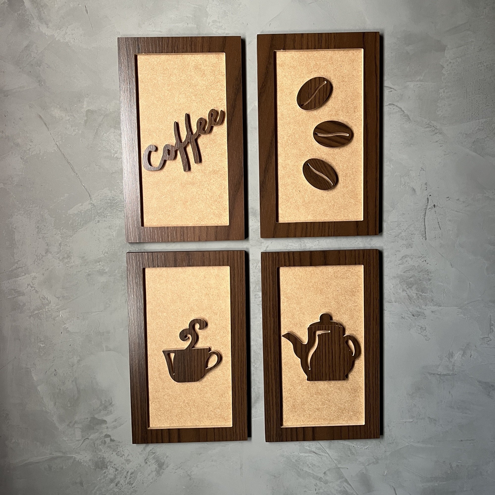4 Quadros Cantinho do Café Decoração Grãos 15x25 C1525mr:rústico
