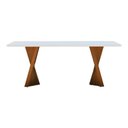 Ver imagem 1 de Mesa Madrid 200 por 100cm Tampo Mdf com Vidro Off White Base Pinhão Tampo Off White