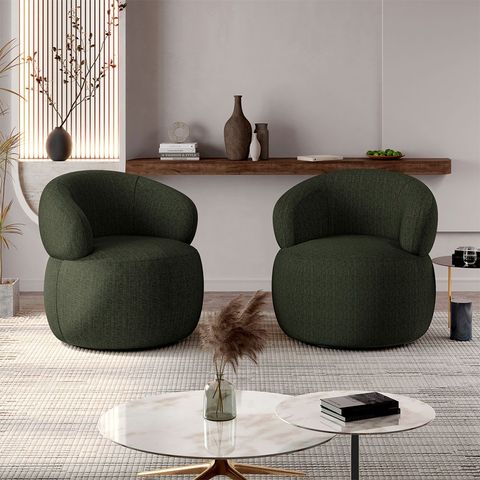 Conjunto 2 Poltronas Orgânica Funcional Atemporal Base Giratória Eloah Linho Premium Turco Verde