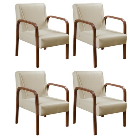Kit 4 Poltronas Anita Cor:Corino Bege 370
