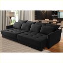 Ver imagem 1 de Sofá sem Caixa Retrátil Reclinável 2,50m Catarina Veludo Preto Rover & Beato