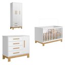 Ver imagem 3 de Quarto para Bebê Completo com Guarda-Roupa, Berço e Cômoda Slim Branco/Acetinado