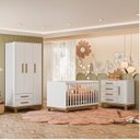 Ver imagem 2 de Quarto para Bebê Completo com Guarda-Roupa, Berço e Cômoda Slim Branco/Acetinado