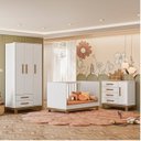 Ver imagem 1 de Quarto para Bebê Completo com Guarda-Roupa, Berço e Cômoda Slim Branco/Acetinado