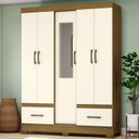 Ver imagem 1 de Guarda Roupa Solteiro 5 Portas 2 Gavetas Chale Briz Bege/Nature/Off White