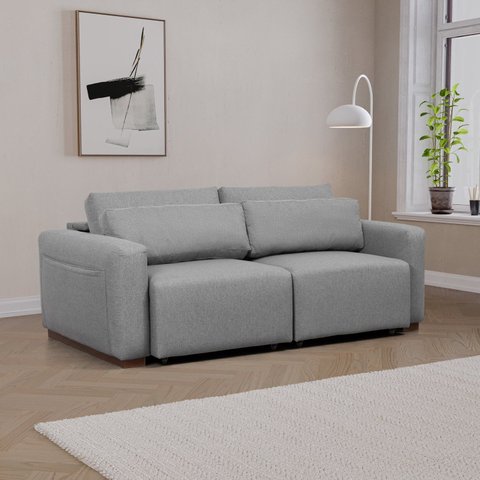 Sofá Essence Retrátil 2 Lugares 180cm CabeCasa MadeiraOriginals Cinza Mescla Claro