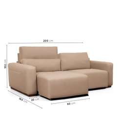 Sofá Essence Retrátil 3 Lugares 200cm Tecido Pet Friendly CabeCasa MadeiraMadeira - 3