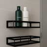 Dois Suportes de Parede para Banheiro e Cozinha Prateleira Porta Shampoo Preto - 1
