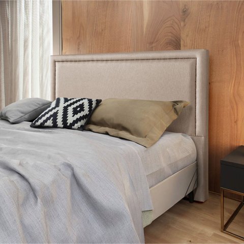 Cabeceira Cama Box King 1,93m Estofada Aruba Linho Bege