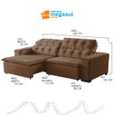 Ver imagem 3 de Sofá Retrátil Reclinável 4 Lugares 230cm com Pillow Veludo Marrom Alasca Megasul