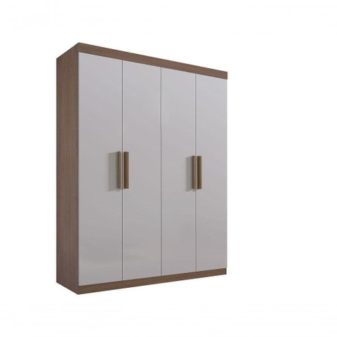 Guarda Roupa 4 Portas 3 Gavetas sem Pés Colibri Plus - D' Doro Castanho/off White
