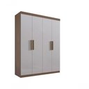 Ver imagem 1 de Guarda Roupa 4 Portas 3 Gavetas sem Pés Colibri Plus - D' Doro Castanho/off White