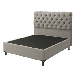 Base Cama Box Casal com Cabeceira Cinza 138x188cm - 1