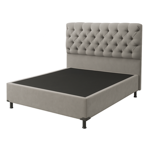 Base Cama Box Casal com Cabeceira Cinza 138x188cm
