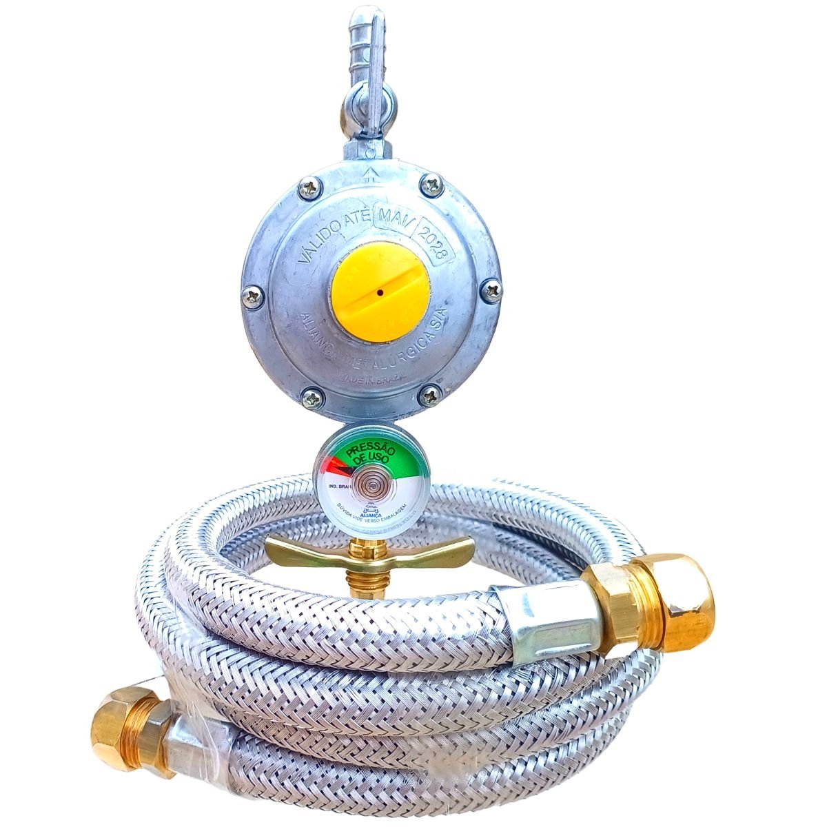 registro medidor gás 2kg aliança mangueira inox dako 3 mts - 1