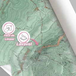 Papel de Parede Painel 3D Mármore Carrara Verde 2M Claro Revestimento Auto Colante Marmorizado - 4