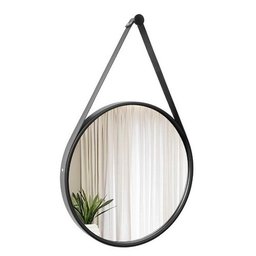 Espelho Adnet Redondo 60cm Preto Alça Preta com Pino de Pendurar - 3