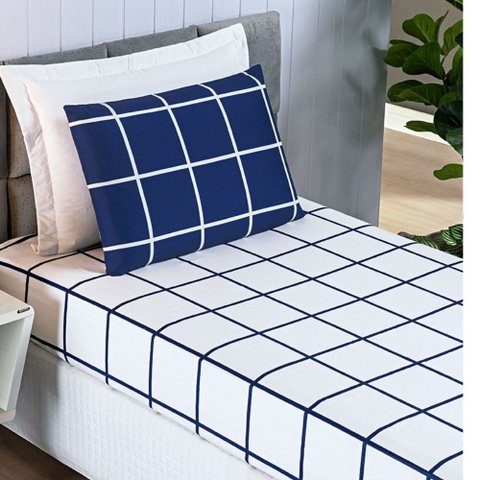 Jogo de Lençol Cama Solteiro 2 Peças Micropercal 200 Fios Austin:marinho