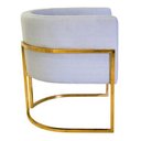 Ver imagem 3 de Poltrona Base Dupla Metal Dourado Estofada Linho Cinza