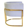 Poltrona Base Dupla Metal Dourado Estofada Linho Cinza - 3