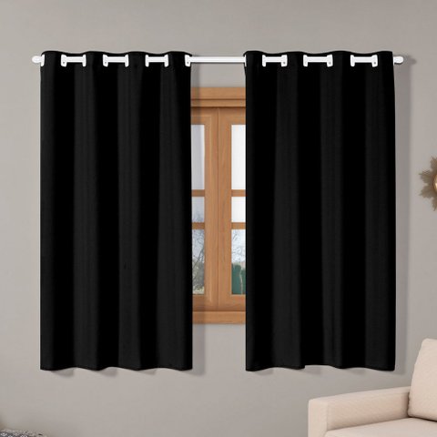 Cortina Isa Varão Tecido Oxford 2,80m x 1,60m p/ Janela Sala Quarto - Preto