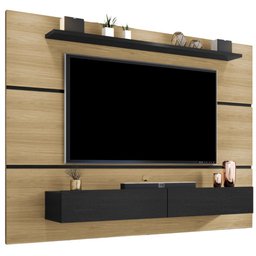 Painel Home Zanzini Arezzo Norton para TV de 60 polegadas 2 portas 1.80 metros – Freijo Preto Fosco - 1