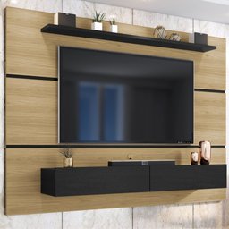 Painel Home Zanzini Arezzo Norton para TV de 60 polegadas 2 portas 1.80 metros – Freijo Preto Fosco - 2