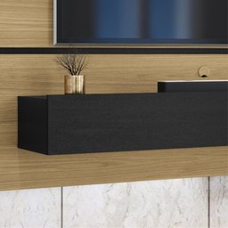 Painel Home Zanzini Arezzo Norton para TV de 60 polegadas 2 portas 1.80 metros – Freijo Preto Fosco - 5