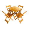 Jogo de Mesa de Bar 70x70 com 4 Cadeiras Dobrável em Madeira Mel - 1