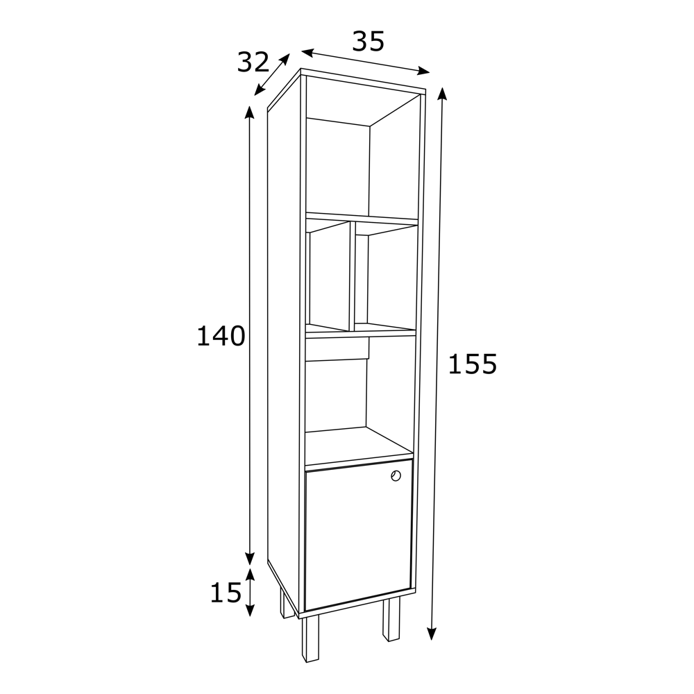 Estante Multiuso Livreiro 35cm 01 Porta Mlt2039-Br Estilare Branco - 2