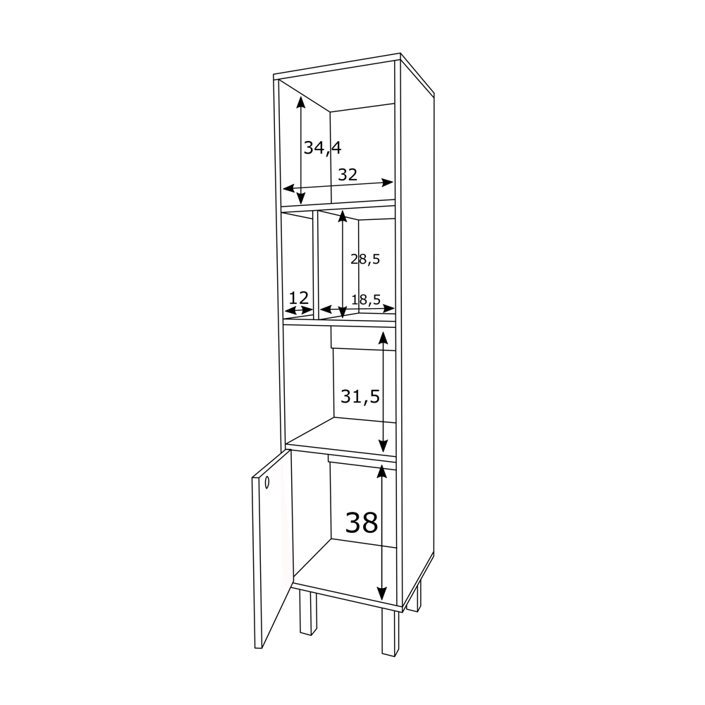 Estante Multiuso Livreiro 35cm 01 Porta Mlt2039-Br Estilare Branco - 5