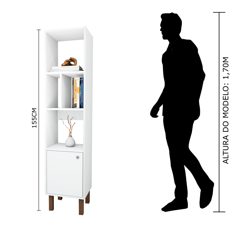 Estante Multiuso Livreiro 35cm 01 Porta Mlt2039-Br Estilare Branco - 4