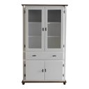 Ver imagem 2 de Cristaleira de Madeira Colonial 4 Portas 1 Gaveta Pés Torneados 308- Branco com Tampo e Base Imbuia
