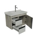 Ver imagem 2 de Conjunto Gabinete Banheiro 58cm com Cuba Espelheira Armário:nero/branco