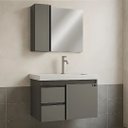 Ver imagem 5 de Conjunto Gabinete Banheiro 58cm com Cuba Espelheira Armário:nero/branco