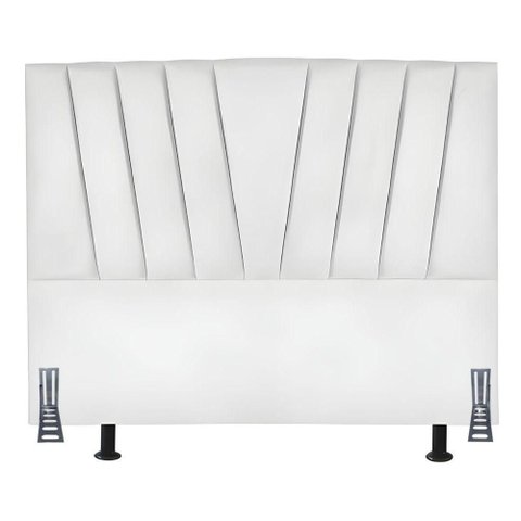 Cabeceira Cama Box Casal 140 Cm Joana em Corino com Frame Branco