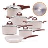 Conjunto de Panelas de Indução e Panela de Pressão CeramicLife Vanilla 6 Peças - Brinox - 1