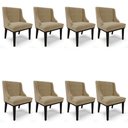 Ver imagem 1 de Kit 8 Cadeiras Estofadas Para Sala De Jantar Base Fixa De Madeira Preto Lia Suede Marrom Rt - Ibiza