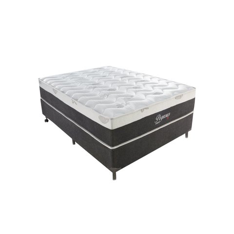 Cama Box Casal 138x188x72cm Colchão Molas Ensacadas Pegasus Montreal Cinza/Cinza, Branco