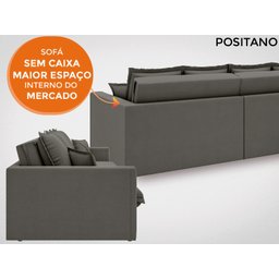 Sofá Positano 1,80M sem Caixa, Retrátil e Reclinável Velosuede - Cinza - 3