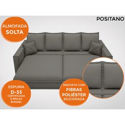 Sofá Positano 1,80M sem Caixa, Retrátil e Reclinável Velosuede - Cinza - 4