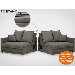 Sofá Positano 1,80M sem Caixa, Retrátil e Reclinável Velosuede - Cinza - 8