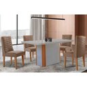 Ver imagem 1 de Conjunto Sala de Jantar Pietá C/ Tampo Madeirado C/ Vidro Canto Curvo 120x80cm e 4 Cadeiras Dafne