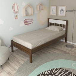 Cama de Solteiro para Colchão 88cm Cm8006 Tecno Mobili - Nogal/branco - 1