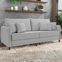 Ver imagem 1 de Sofá 3 Lugares Living 232cm Pé Madeira Zoe Boucle Cinza Z08 - Mpozenato