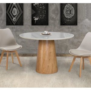 Mesa de Jantar Tampo de Vidro e MDF Cone