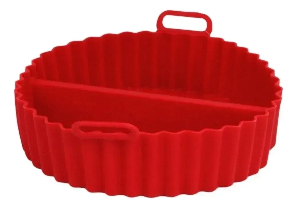 Cesto Fritadeira Elétrica Redonda Dupla Flace Silicone: Vermelho